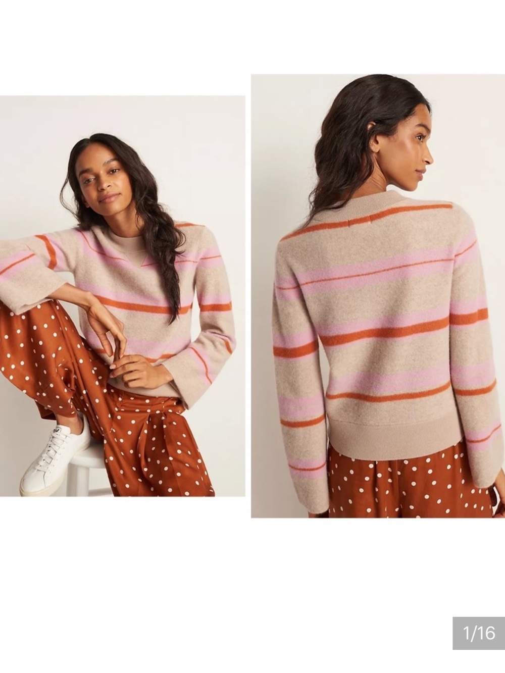 Maeve Anthropologie Penelope Lambswool Striped Sweater Crewneck